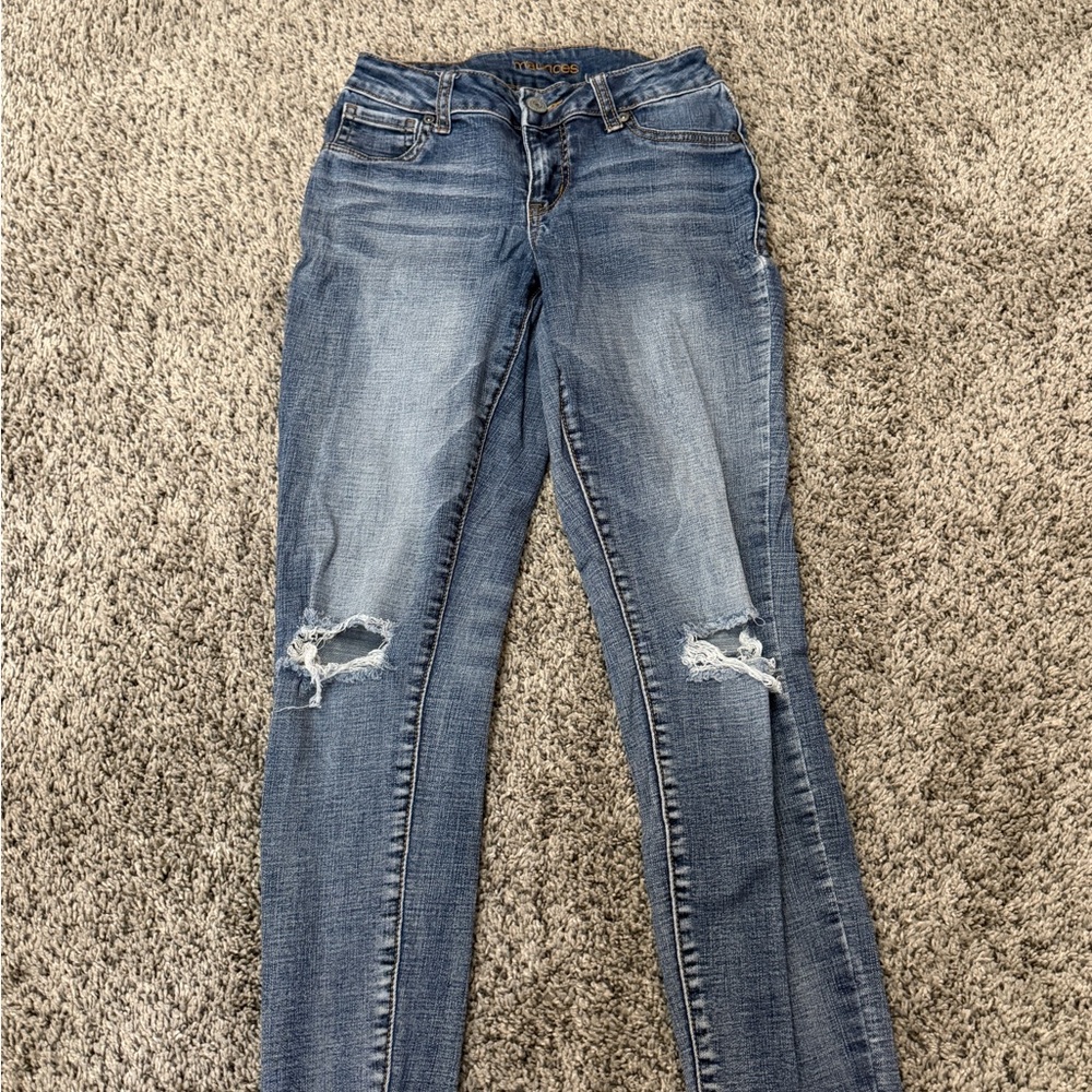 Maurices Light Blue Ripped Skinny Jeans